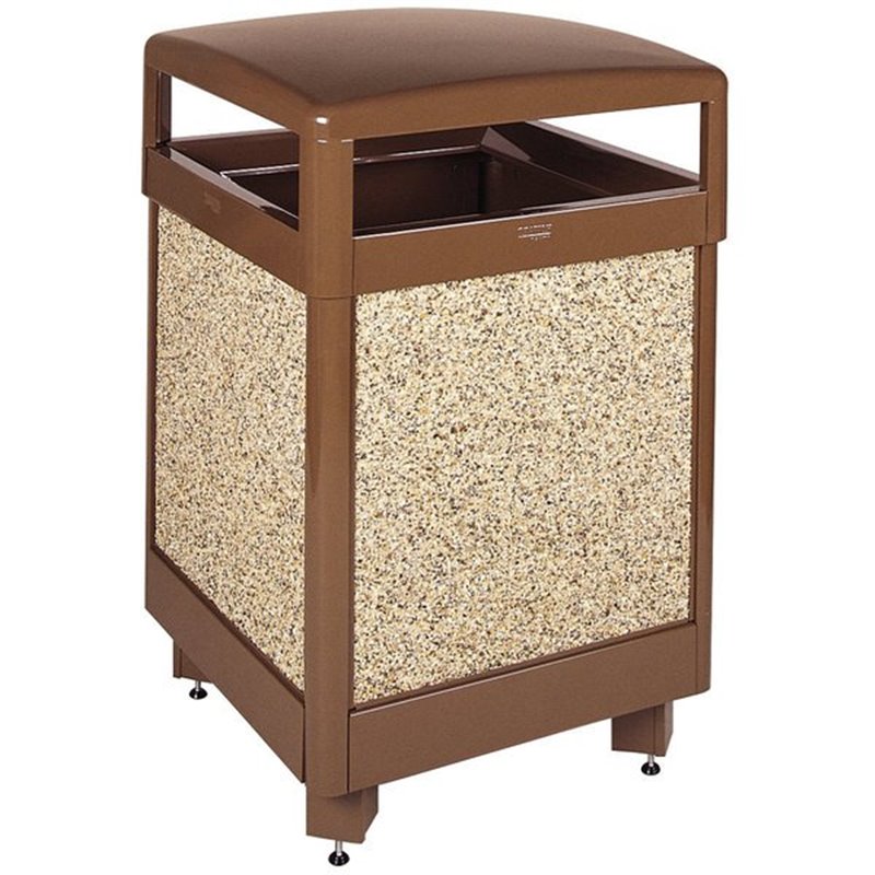 Rubbermaid FGR38HT201PL Aspen Hinged-Top Brown with Desert Brown , Rigid Plastic Liner 38 Gallon - [DefendUse.com] - FGR38HT201P