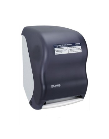 San Jamar T1400TBKHW System Classic Hands Free Roll Towel Dispenser with Hand Washing Instructions - Black Pearl - [DefendUse.co