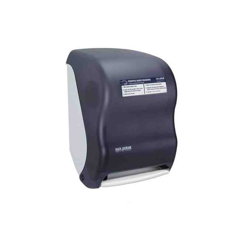 San Jamar T1400TBKHW System Classic Hands Free Roll Towel Dispenser with Hand Washing Instructions - Black Pearl - [DefendUse.co San Jamar T1400TBKHW System Classic Hands Free Roll Towel Dispenser with Hand Washing Instructions - Black Pearl - [DefendUse.co