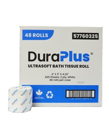 DuraPlus® Bathroom Tissue, 2-Ply, White, 48 Rolls/Case, 420 Sheets/Roll - [DefendUse.com] - 57760325 - DuraPlus®