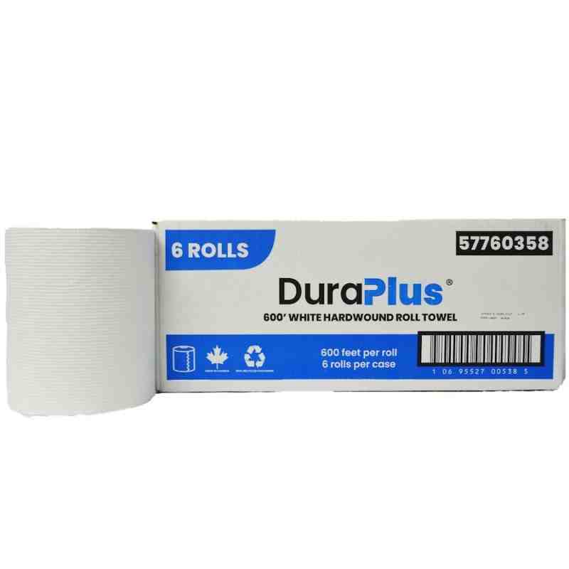 DuraPlus® Hardwound Paper Towel, White, 600', 6 Rolls/Case, Made in Canada - [DefendUse.com] - DP0358 - DuraPlus®