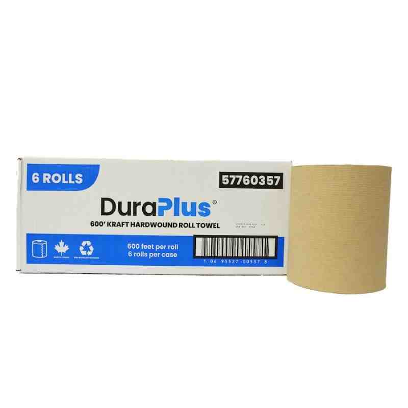 DuraPlus® Hardwound Paper Towel, Kraft, 600', 6 Rolls/Case, Made in Canada - [Cleaning Supplies Canada Discounts] - DP0357 - [De