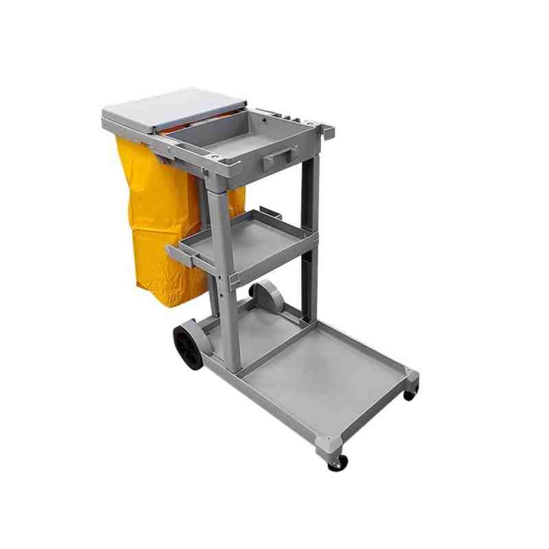 GLOBE 3001G Janitor's Cart - Standard / Black with Heavy Duty Bag(6 Grommets) - Grey - [DefendUse.com] - 3001G - Janitor Carts &