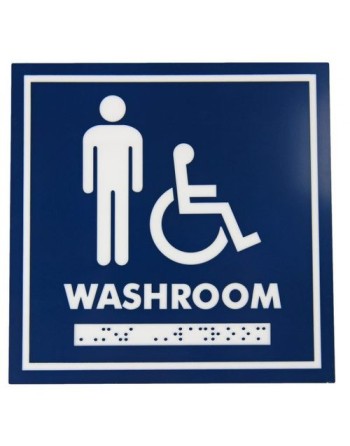 FROST, Bathroom Wall Signage, 6x6" Male Wheelchair w/Braille, Washroom - [Cleaning Supplies Canada Discounts] - 962 - [DefendUse