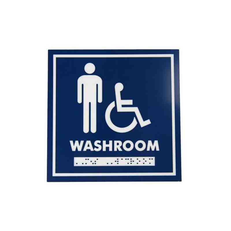 FROST, Bathroom Wall Signage, 6x6" Male Wheelchair w/Braille, Washroom - [Cleaning Supplies Canada Discounts] - 962 - [DefendUse