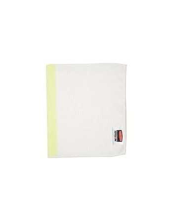 Rubbermaid 1805729 HYGEN Sanitizer Safe 16" x 19" White Microfiber Cloth with Yellow Stripe - 24/Pack - [DefendUse.com] - 180572