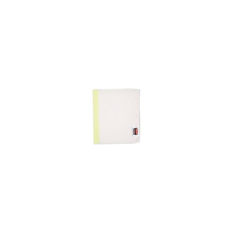 Rubbermaid 1805729 HYGEN Sanitizer Safe 16" x 19" White Microfiber Cloth with Yellow Stripe - 24/Pack - [DefendUse.com] - 180572