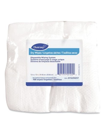 Diversey 12 x 12in Dry Wipes Disposable Wiping System, 100/pk, 6pk/cs - [DefendUse.com] - D1229237 - Create Your Own Wipes