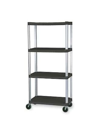 Rubbermaid Mobile Shelf, 4 Shelf, 72"H X 20" X 36" - [DefendUse.com] - 9T43-00-BLA - Commercial & Home Cleaning Solutions