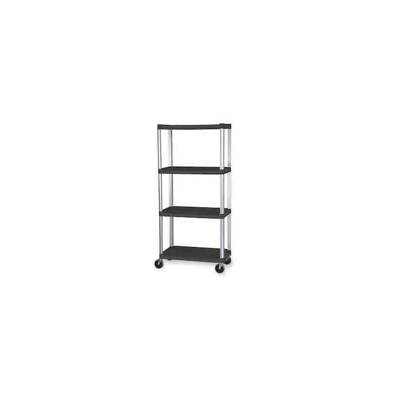 Rubbermaid Mobile Shelf, 4 Shelf, 72"H X 20" X 36" - [DefendUse.com] - 9T43-00-BLA - Commercial & Home Cleaning Solutions