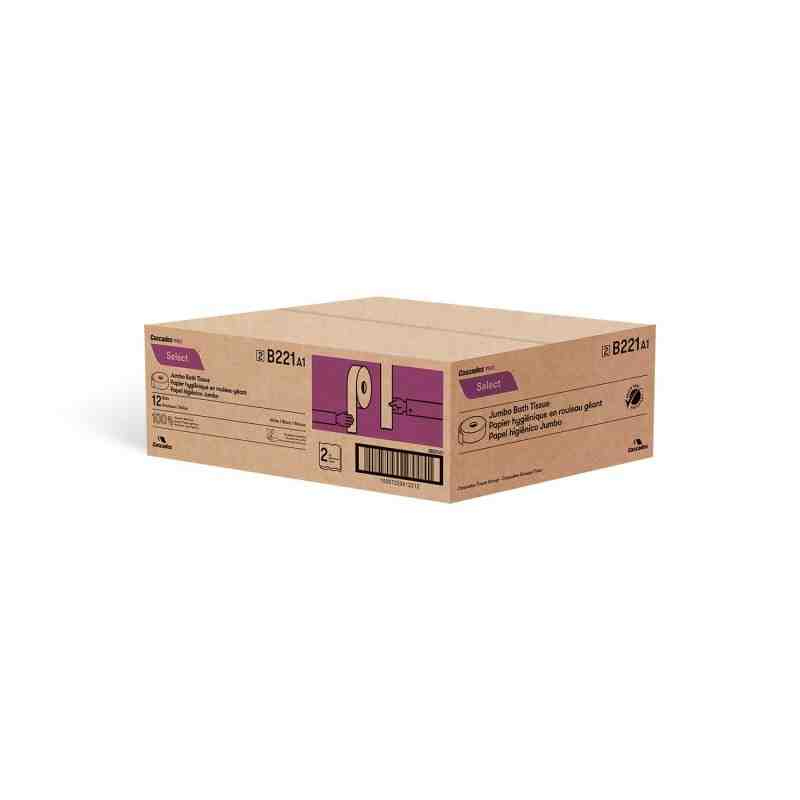 CASCADES  Pro Select™ Toilet Paper, Jumbo Roll, 2 Ply, 750' Length, White, Case of 12 - [DefendUse.com] - B221 - Cascades Tissue