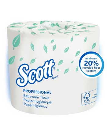 KIMBERLY-CLARK  Scott® Toilet Paper, 1 Ply, 550 Sheets/Roll, 403' Length, White, Case of 80 - [DefendUse.com] - 05102 - Scott®