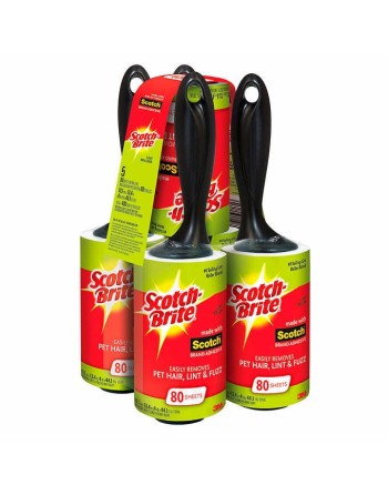 3M 7100238092 Scotch-Brite, Lint Roller, 80-Sheets, 5 Roll/Pack, 836RS-80-5CH - [DefendUse.com] - 3M-7100238092 - Scotch Brite C