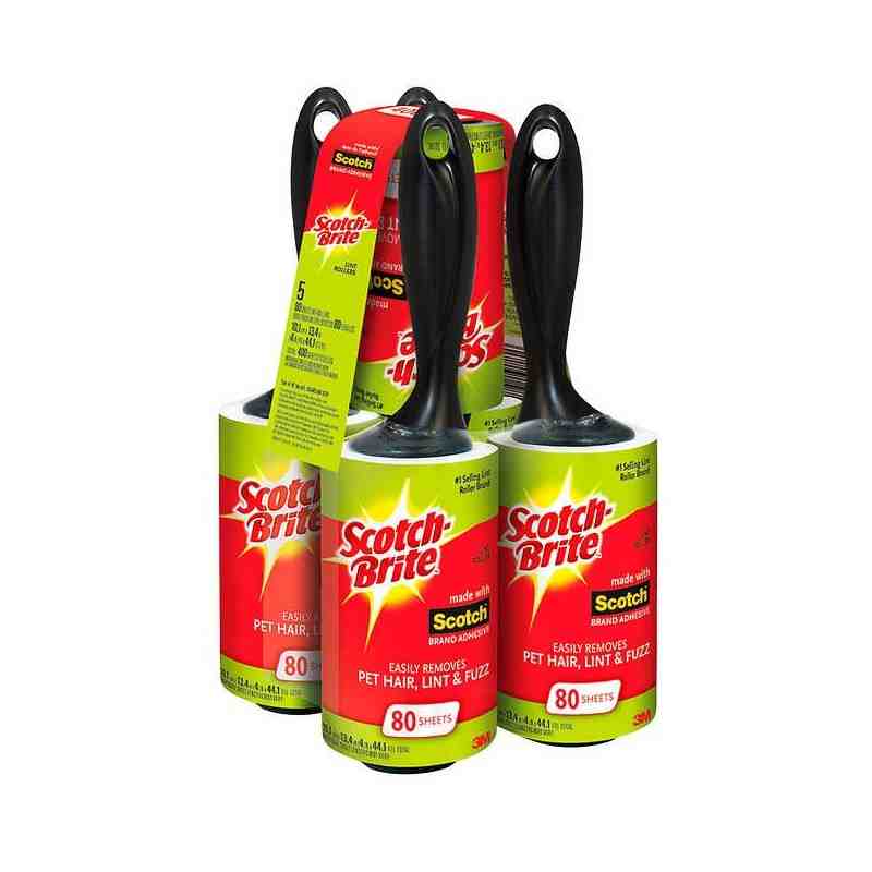 3M 7100238092 Scotch-Brite, Lint Roller, 80-Sheets, 5 Roll/Pack, 836RS-80-5CH - [DefendUse.com] - 3M-7100238092 - Scotch Brite C
