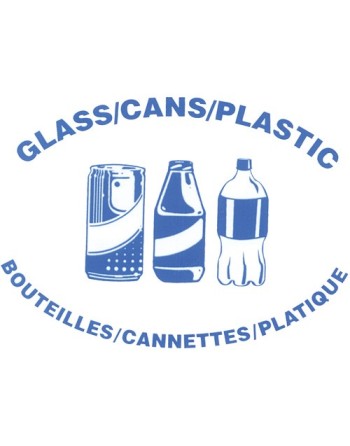 Decals for Half Moon Bullseye™ Recycling Containers - [Cleaning Supplies Canada Discounts] - CANSGLASSPLASTIC BIL - [DefendUse.c
