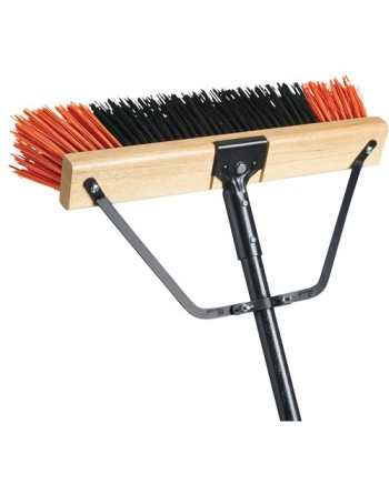Ryno Push Broom with Braced Handle, 18", X-Coarse, PVC Bristles - [Cleaning Supplies Canada Discounts] - PB-720-OR18 - [DefendUs