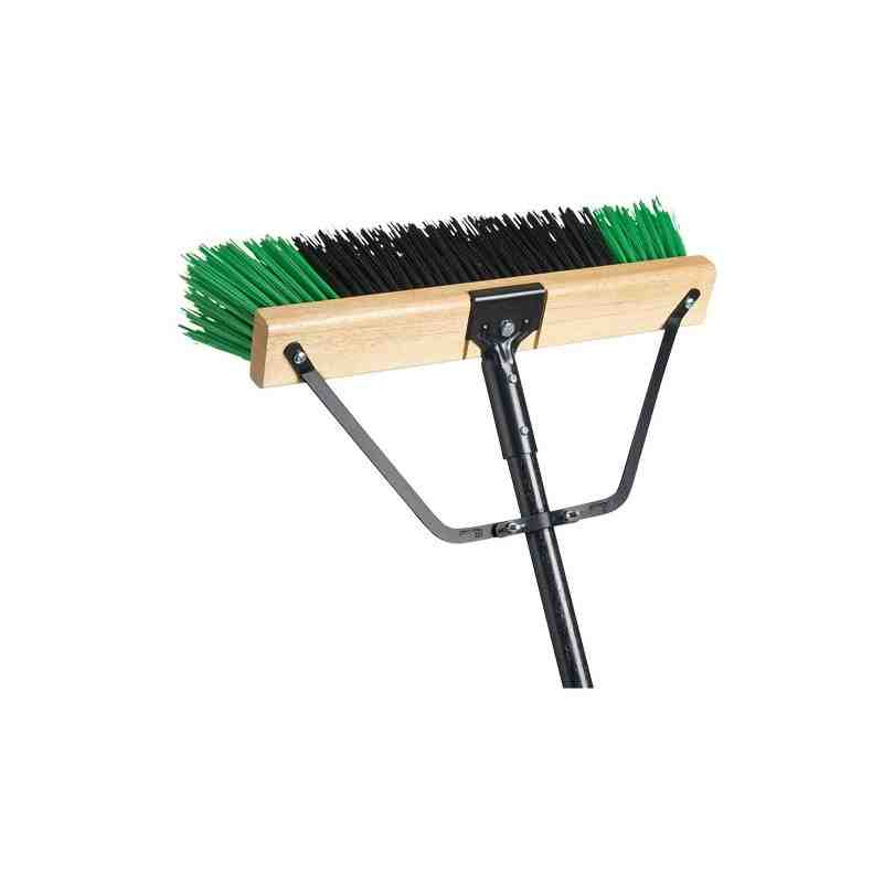 Ryno Push Broom with Braced Handle, 18", Coarse, PVC Bristles - [Cleaning Supplies Canada Discounts] - PB-700-GB18-UNA - [Defend
