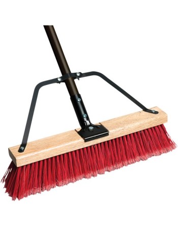 Ryno Push Broom with Braced Handle, 24", Medium, PVC Bristles - [Cleaning Supplies Canada Discounts] - PB-800-RB24 - [DefendUse.