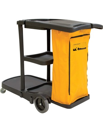 RMP  Janitor Cleaning Cart, 51" x 20" x 38", Plastic, Black Bag Size: 14" x 10" x 31" - 1