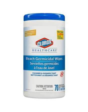 Clorox® Healthcare® Disinfecting Bleach Wipes, 70 Count, Bleach Canister, Case of 6x70ct - [Cleaning Supplies Canada Discounts] 