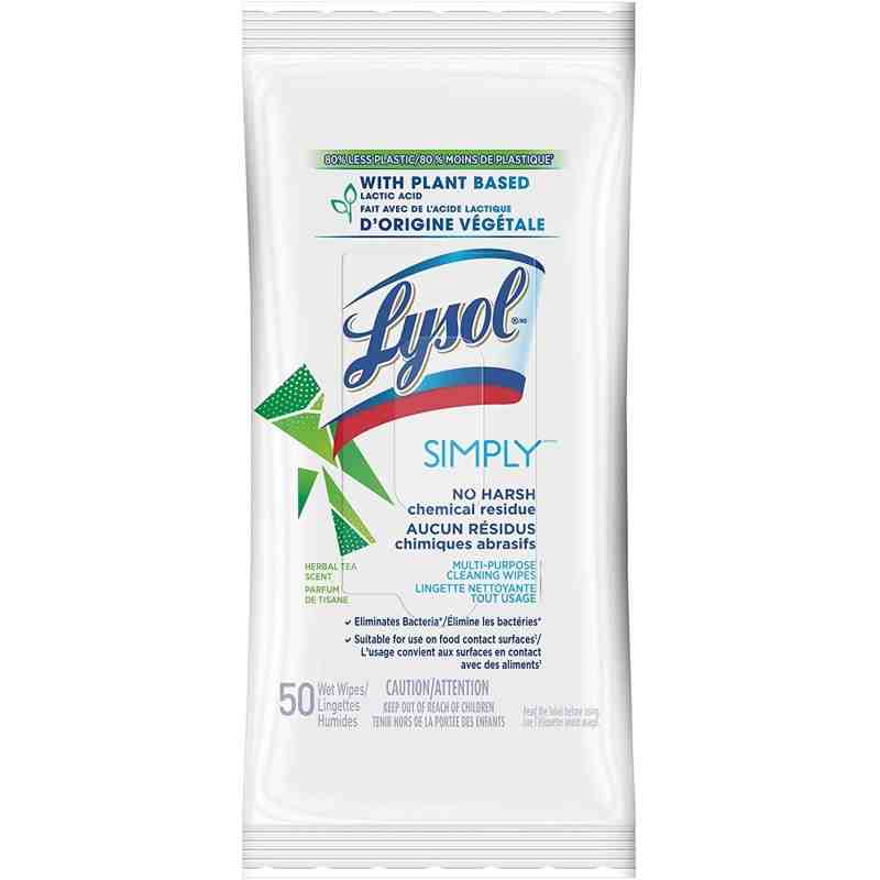 Lysol® 19200-49019 Simply Multi-Purpose Cleaning Wipes, 50ct, Herbal Tea Scent, Case Of 6 Packs Of Wipes - [DefendUse.com] - 192