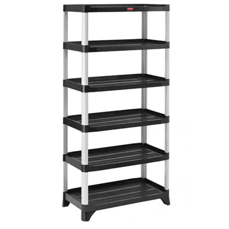 RUBBERMAID  Stationary Shelving Unit, Aluminum and Polypropylene, Boltless, 133 lbs. Capacity, 35" W x 72" H x 20" D - 1