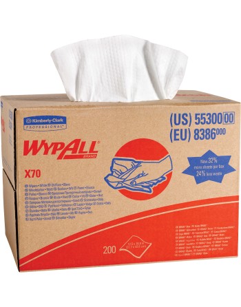 KIMBERLY-CLARK  X70 Cloths, Heavy-Duty, 16-6/8" L x 11" W Sold/Priced Per: Box Qty/Box: 200 Colour: White - [DefendUse.com] - 55