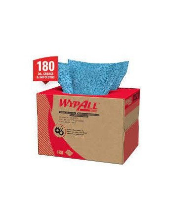 KIMBERLY-CLARK 33352 WypAll® Oil, Grease & Ink Cloth, Specialty, 16-4/5" L x 12" W Colour: Blue Dispenser: N/A Sheets/Case: 180 