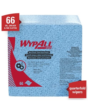 Kimtech 33560 WypAll® Oil, Grease & Ink Cloth, Specialty, 13" L x 12-1/2" W Colour: Blue Width: 12.5"  Sheets/Case: 66 - [Defend