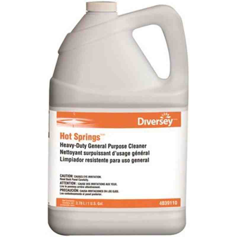 Diversey 94039110 Hot Springs Heavy Duty General Purpose Cleaner, 1 Gal, Liquid, Citrus, Clear Yellow, 4/Case - [DefendUse.com] 