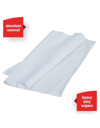 WypAll® X70 Work Horse Cloths, Flat Sheet Box, White, 300 Wipers/Box, 16-3/5" L x 15" W 300/Case - [DefendUse.com] - 41100 - WYP