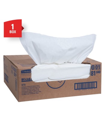 WypAll® X70 Work Horse Cloths, Flat Sheet Box, White, 300 Wipers/Box, 16-3/5" L x 15" W 300/Case - [DefendUse.com] - 41100 - WYP