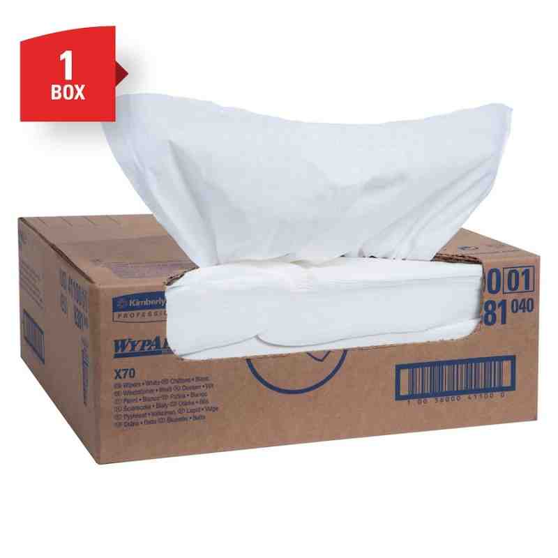 WypAll® X70 Work Horse Cloths, Flat Sheet Box, White, 300 Wipers/Box, 16-3/5" L x 15" W 300/Case - [DefendUse.com] - 41100 - WYP
