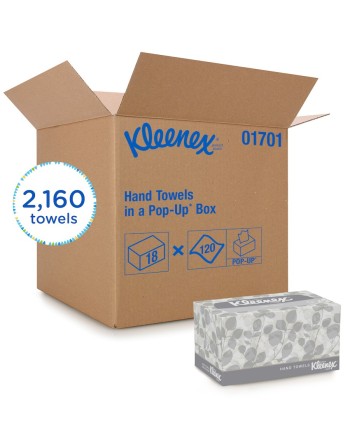 Kleenex® Hand Towels in a POP-UP* Box, 1 Ply, 10-1/2" L x 9" W, 120/Pk, Case of 18 - 1