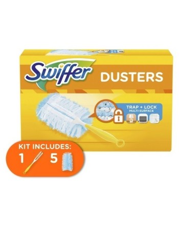 Swiffer 37000-11804 Duster Short Handle Starter Kit, 1 Handle, 5 Dusters, Case of 6 - [DefendUse.com] - 37000-11804 - Swiffer® C