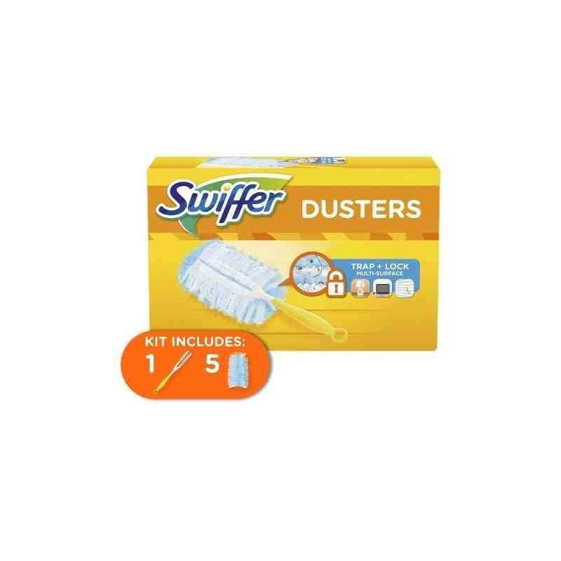 Swiffer 37000-11804 Duster Short Handle Starter Kit, 1 Handle, 5 Dusters, Case of 6 - [DefendUse.com] - 37000-11804 - Swiffer® C