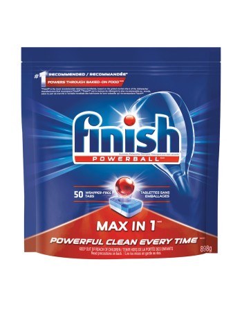 Finish® Auto Dish Detergent Powerball® Max In 1, 50 ea, Case of 4 - 1 - CB932679 - Finish® Auto Dish Detergent Powerball® Max In