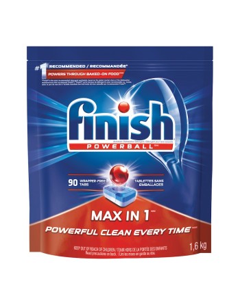 Finish® Auto Dish Detergent Powerball® Max In 1, 90 ea, Case of 3/CT - 1 - CB956286 - Finish® Auto Dish Detergent Powerball® Max