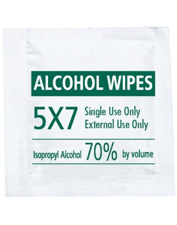 SANFACON Alcohol Towelette Surface Wipes, 70% Isopropyl Alcohol, Technical Grade, 5x7", 1,000/case - [DefendUse.com] - 338143392