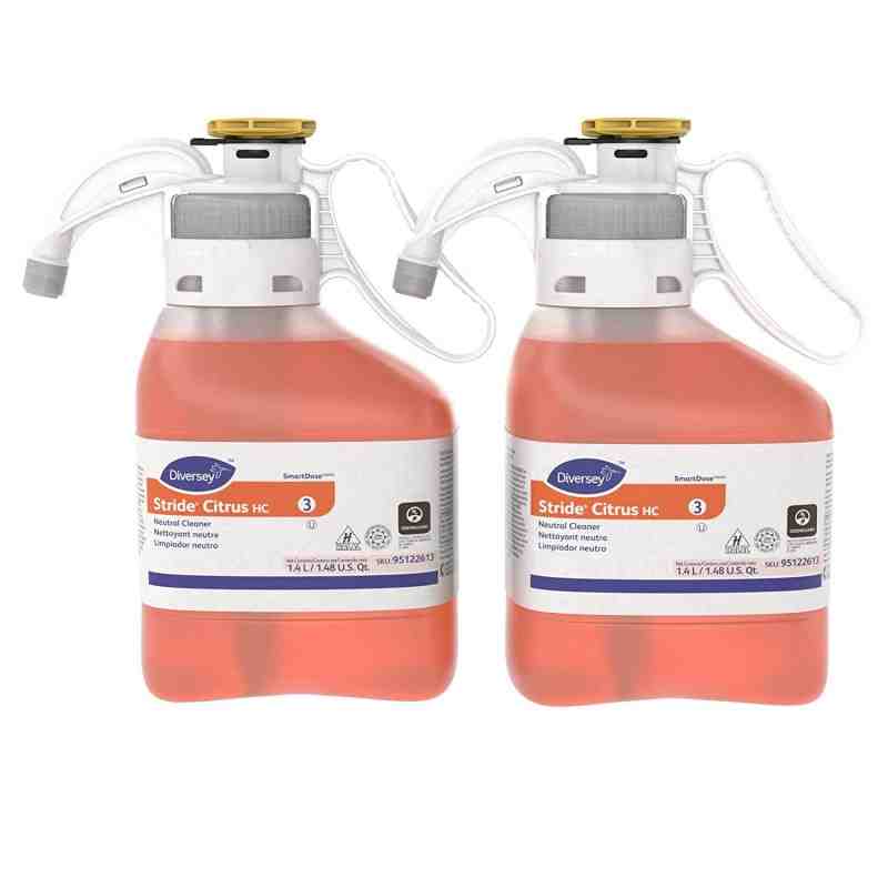 Diversey 95122613 Stride Smart Neutral Cleaner, Floor Cleaner, Citrus, 1.4 L/1.48 U.S. Qt (Case of 2) - [DefendUse.com] - 951226