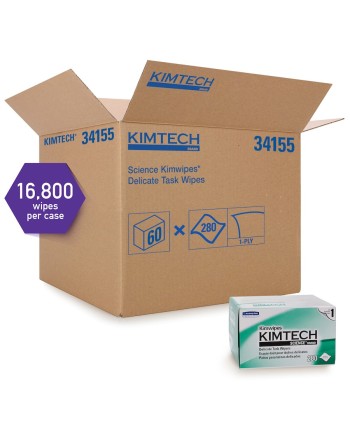 Kimtech 34155 Science™ Kimwipes™ 1-Ply Delicate Task Wipes, 8.4" x 4.4", 280 sheets/box, 60 Boxes - [DefendUse.com] - 34155 - Ki