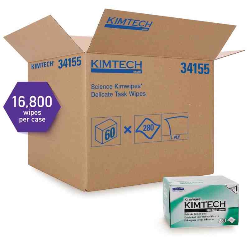 Kimtech 34155 Science™ Kimwipes™ 1-Ply Delicate Task Wipes, 8.4" x 4.4", 280 sheets/box, 60 Boxes - [DefendUse.com] - 34155 - Ki