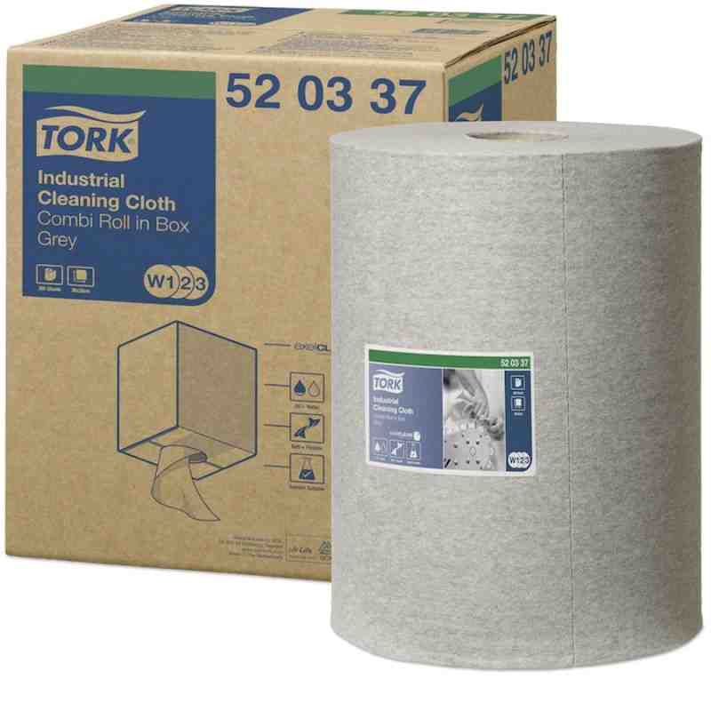 Tork® Industrial Cleaning Cloth, Centrefeed Maxi Roll Wiper, Grey, 500 Sheets/Roll, 1 Roll/Case - [Cleaning Supplies Canada Disc