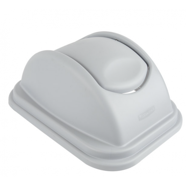 Rubbermaid 1829409 Untouchable 41 Qt. / 10.25 Gallon Gray Rectangular Soft Wastebasket Dome Swing Lid - [Cleaning Supplies Canad