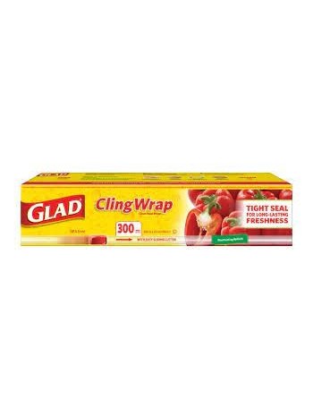 Glad ClingWrap Plastic Wrap, 300 Metre Roll, Case of 6 - [DefendUse.com] - 78641 - Saran Wrap