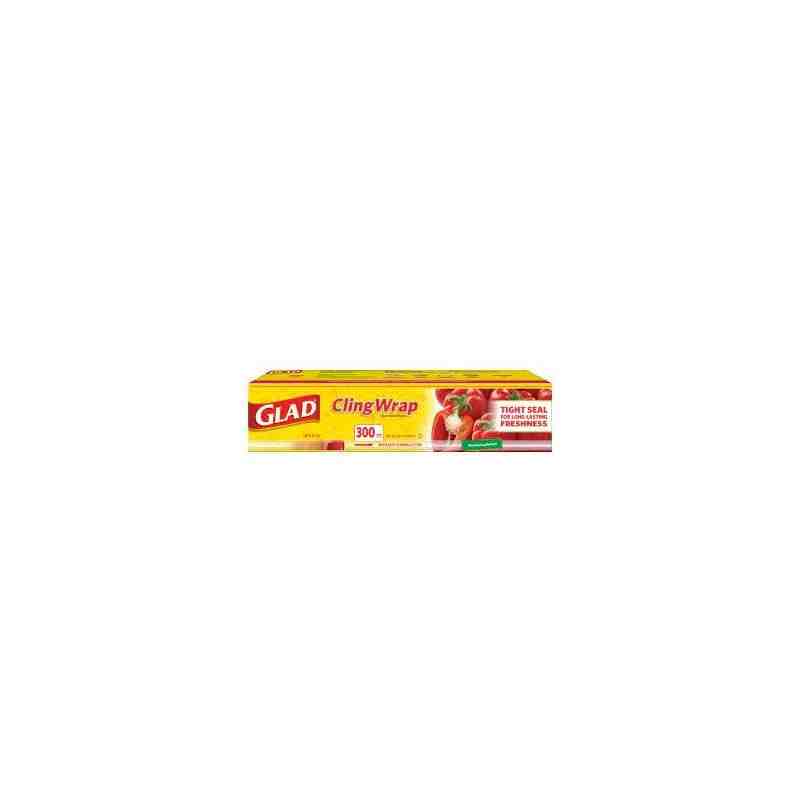 Glad ClingWrap Plastic Wrap, 300 Metre Roll, Case of 6 - [DefendUse.com] - 78641 - Saran Wrap