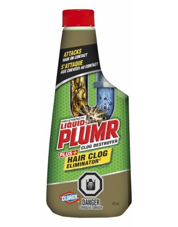 CLOROX 01475 Liquid-Plumr® Hair Clog Eliminator, Liquid-Plumr Pro-Strength Clog Remover, Hair Clog Eliminator,473 mL, Case of 6 