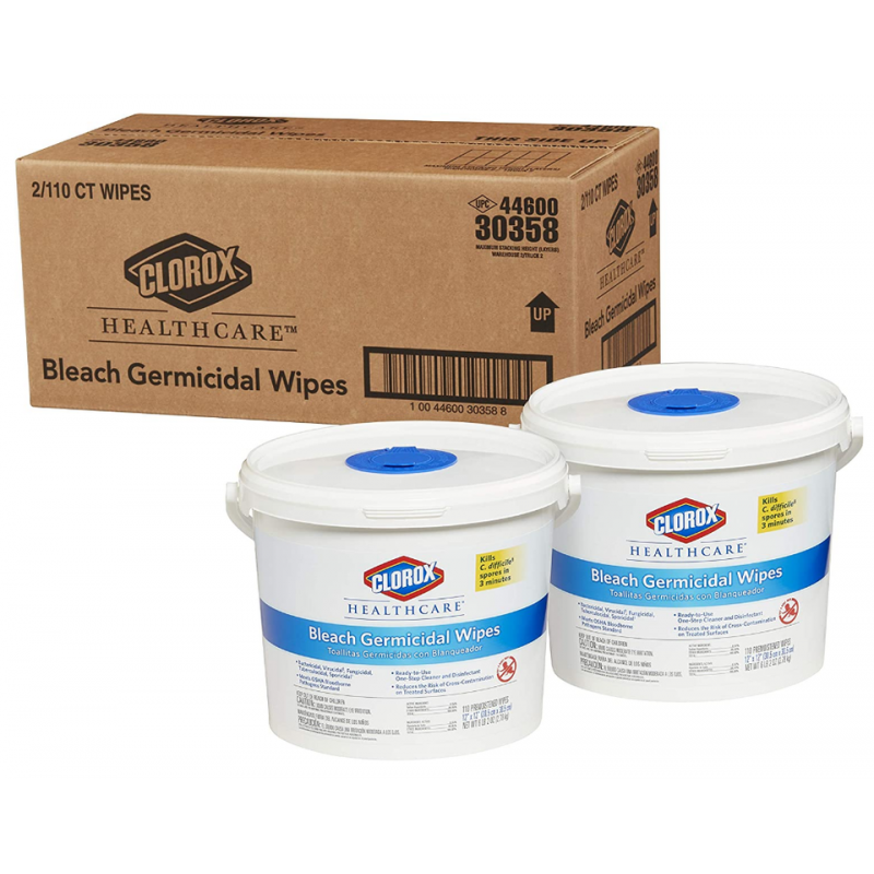 CLOROX 30358 Healthcare® Disinfecting Bleach Wipes, 110 Count, Case of 2 - [DefendUse.com] - 30358 - Clorox® Cleaning & Disinfec