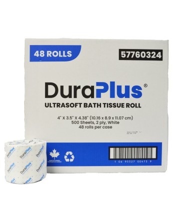 DuraPlus® Bathroom Tissue, 2-Ply, White, 48 Rolls/Case, 500 Sheets/Roll, Made in Canada - [DefendUse.com] - 57760324 - DuraPlus®