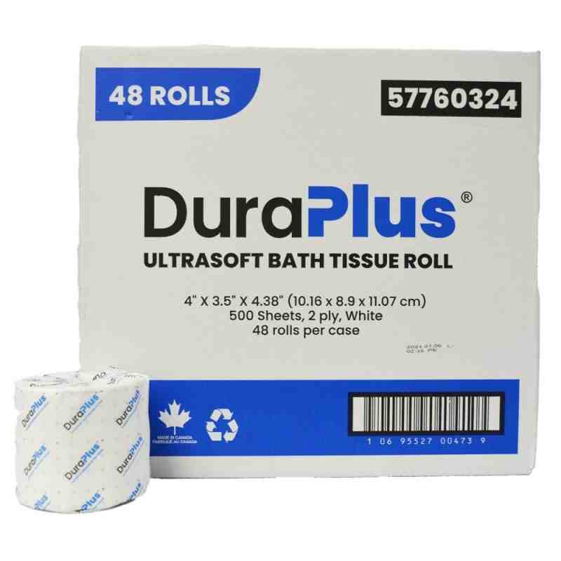 DuraPlus® Bathroom Tissue, 2-Ply, White, 48 Rolls/Case, 500 Sheets/Roll, Made in Canada - [DefendUse.com] - 57760324 - DuraPlus®